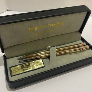 VTG Pierre Cardin 18K Gold Plated Pen & Mechanical Pencil Set w/ Case Gift Set